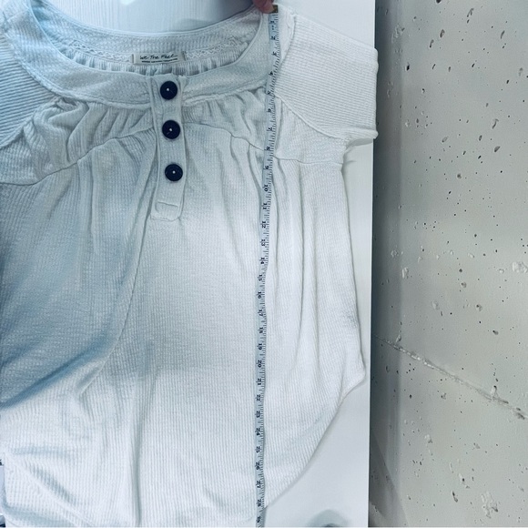 Free People We the Free Must Have Waffle-Knit Henley Tee - Ivory Medium - Picture 9 of 11